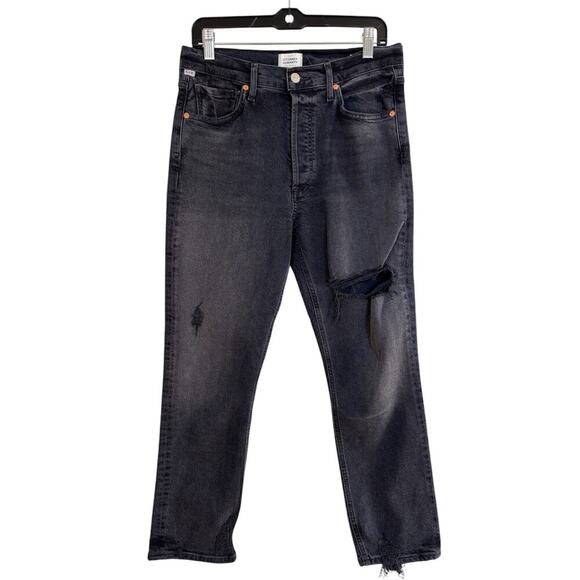 Citizens of Humanity Jolene Straight Jean Size 28 Distressed High Rise Dark Wash - Picture 4 of 15